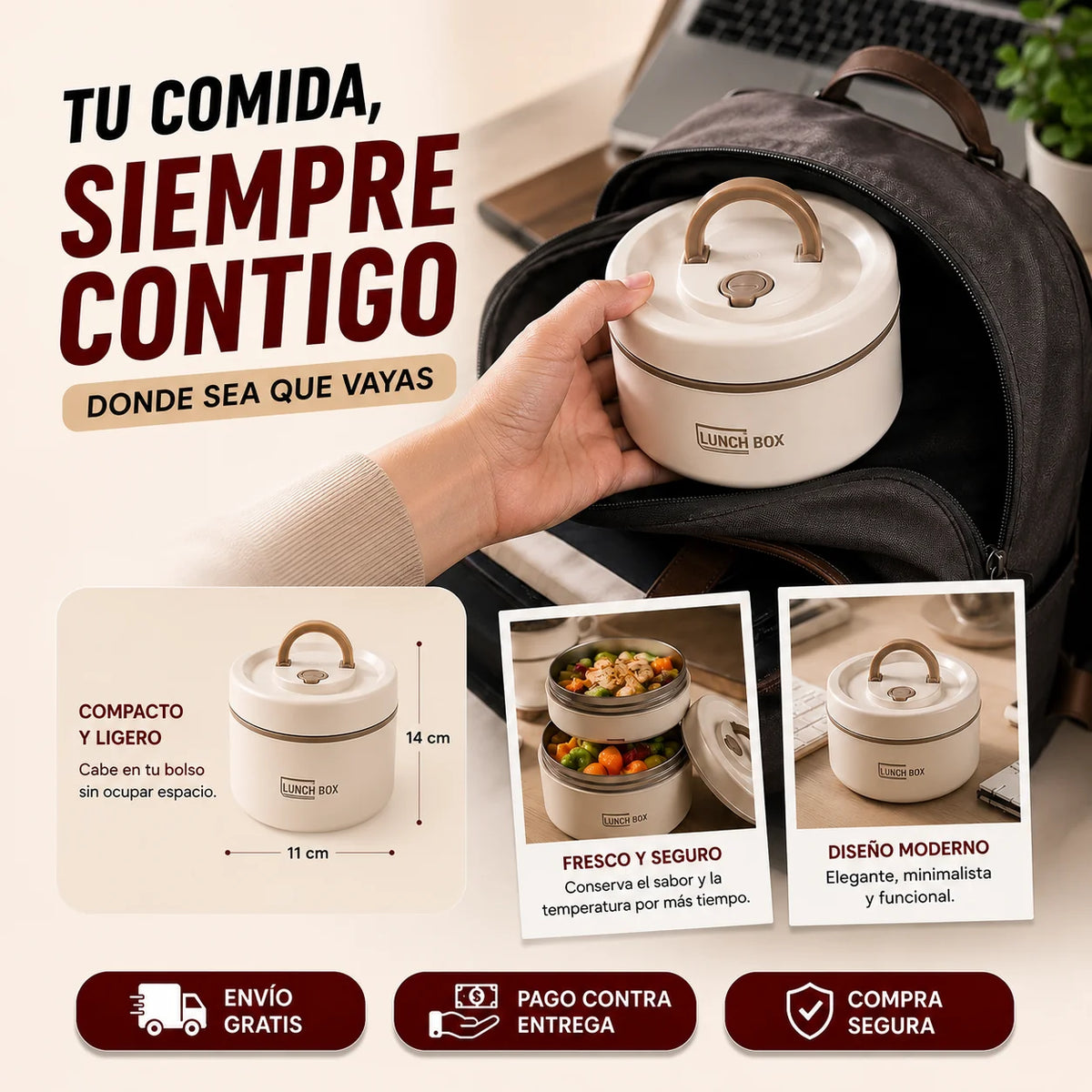 Juego de 4 recipientes portátiles para alimento